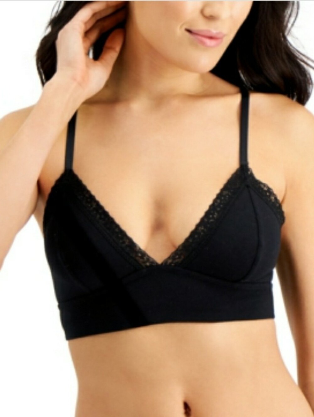 Jenni On Repeat Wide Lace Bralette In Black. Size: Medium